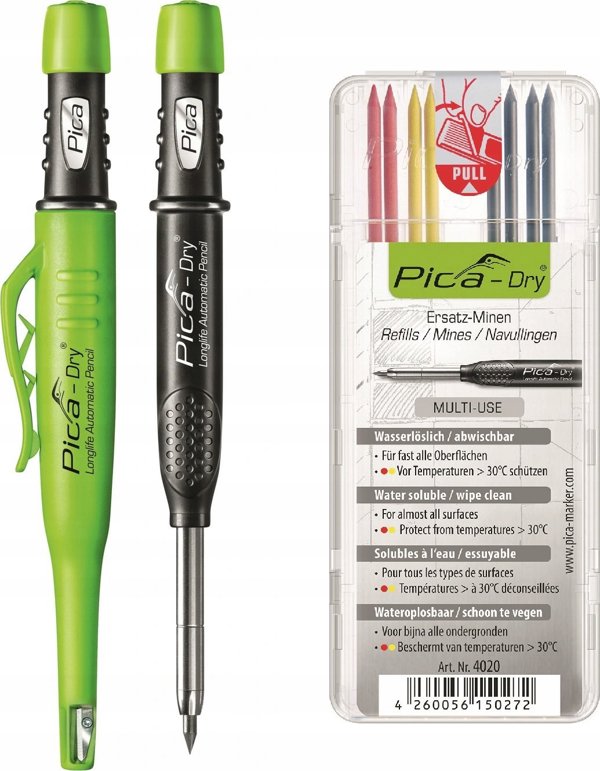 Pica-Marker Pica Dry Μηχανικός Μαρκαδόρος Κατασκευών με 8 Ανταλλακτικά (3 Χρώματα) - 4020