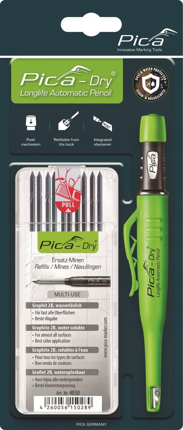 Pica-Marker Pica Dry Μηχανικός Μαρκαδόρος Κατασκευών με 10 Ανταλλακτικά Γραφίτη - 4030