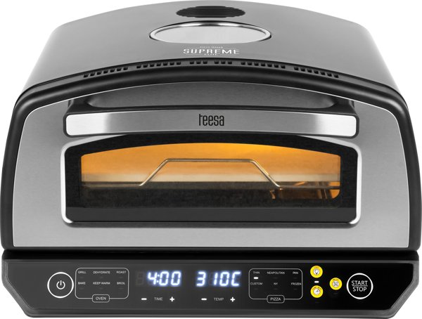 Φούρνος πίτσας SUPREME ELITE 2200 W, 450 βαθμοί, δύο θερμαντικά στοιχεία, παράθυρο, LED, 33 εκ, διάφορα προγράμματα ψησίματος