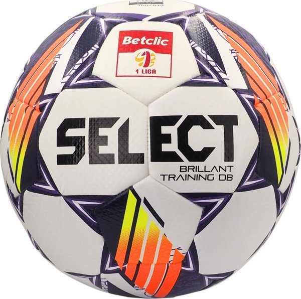 Select Μπάλα Ποδοσφαίρου Brillant Training DB Betclic 1 Liga v24, Λευκό-Πορτοκαλί-Μωβ, Μέγεθος 4