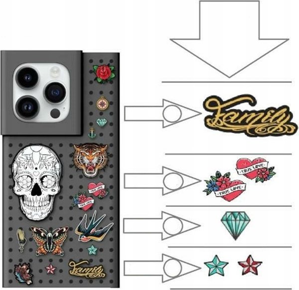 Pinit Θήκη για iPhone 14 Plus 6.7" με Tattoo Pin Dynamic Σχέδιο 1 - Μαύρη