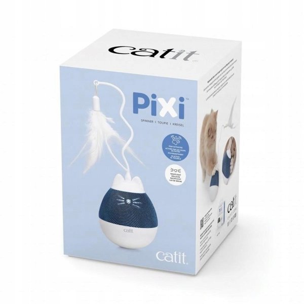 Pixi Spinner παιχνίδι με φτερό για γάτες, λευκό/μπλε, 8,5 x 24 εκ.