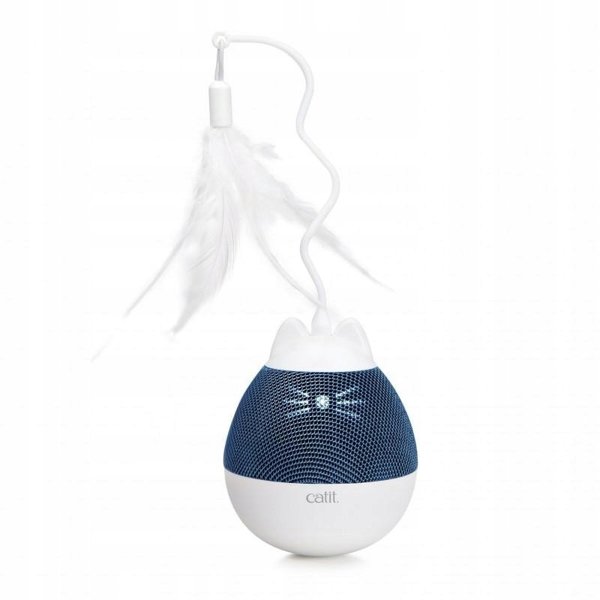 Pixi Spinner παιχνίδι με φτερό για γάτες, λευκό/μπλε, 8,5 x 24 εκ.