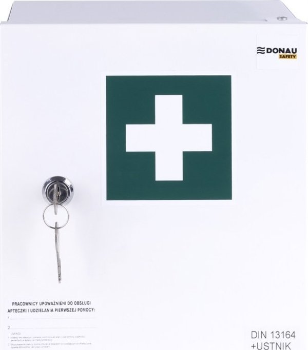 PK-MOT Επιτοίχιο κουτί πρώτων βοηθειών Donau Safety 20" DIN 13164 (+ επιστόμιο) μεταλλικό