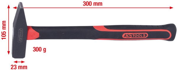 Plaktukas, stiklo pluošto rankena 300g, KS Tools