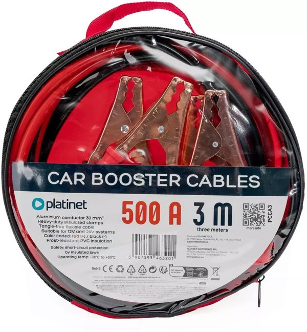 PLATINET CAR STARTING CABLE KABLE ROZRUCHOWE DO SAMOCHODU 3M 500A