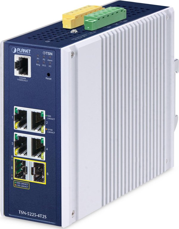 PLANET TSN-5225-4T2S lacza sieciowe Zarzadzany L2+ Gigabit Ethernet (10/100/1000) Aluminium, Niebieski