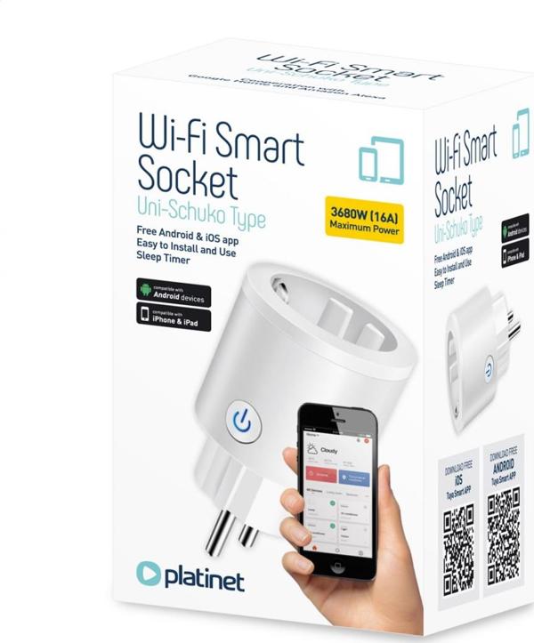 Platinet PLATINET SMART HOME PLUG SOCKET UNI-SCHUKO 16A TUYA WHITE [45473]