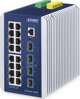 PLANET IP30 Industrial L3 16-Port Zarzadzany Gigabit Ethernet (10/100/1000) Aluminium Niebieski