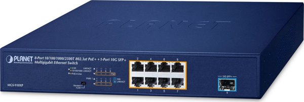 PLANET MGS-910XP 2.5G Ethernet μη διαχειριζόμενος διακόπτης PoE μπλε