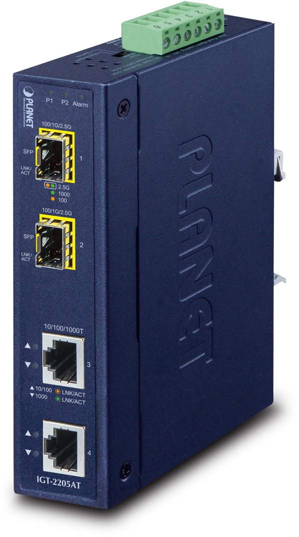 PLANET IP30 2x GE to 2-Port SFP Media Converter  IGT-2205AT