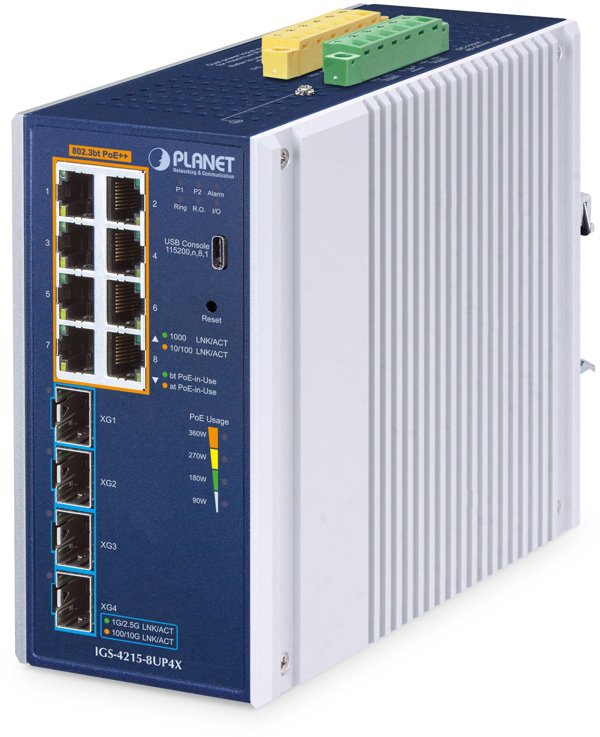 Planet Industrial L2/L4 8-Port PoE++ Managed Switch IGS-4215