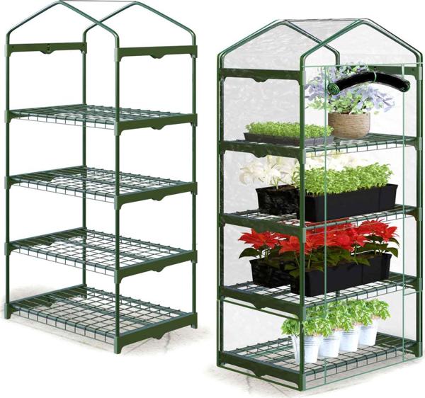 Plonos Μίνι Θερμοκήπιο Κήπου με Κάλυμμα PVC, 160 x 70 x 50 εκ. - Ανθεκτική Κατασκευή για Μπαλκόνι και Βεράντα