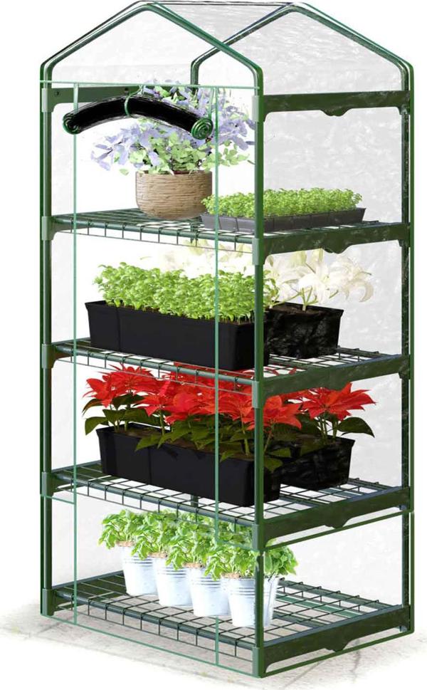 Plonos Μίνι Θερμοκήπιο Κήπου με Κάλυμμα PVC, 160 x 70 x 50 εκ. - Ανθεκτική Κατασκευή για Μπαλκόνι και Βεράντα