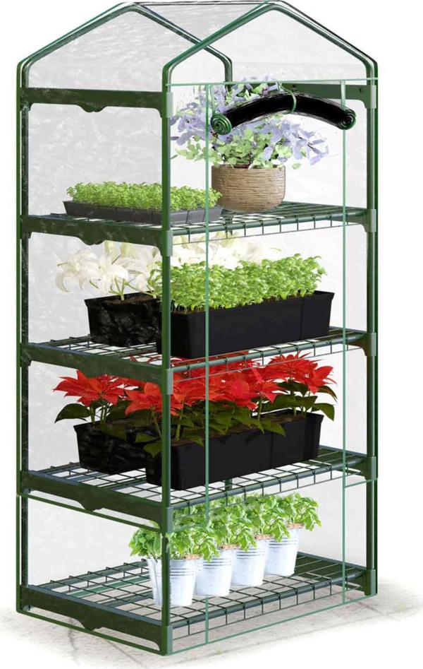 Plonos Μίνι Θερμοκήπιο Κήπου με Κάλυμμα PVC, 160 x 70 x 50 εκ. - Ανθεκτική Κατασκευή για Μπαλκόνι και Βεράντα