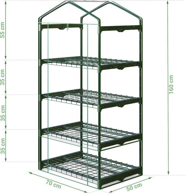 Plonos Μίνι Θερμοκήπιο Κήπου με Κάλυμμα PVC, 160 x 70 x 50 εκ. - Ανθεκτική Κατασκευή για Μπαλκόνι και Βεράντα