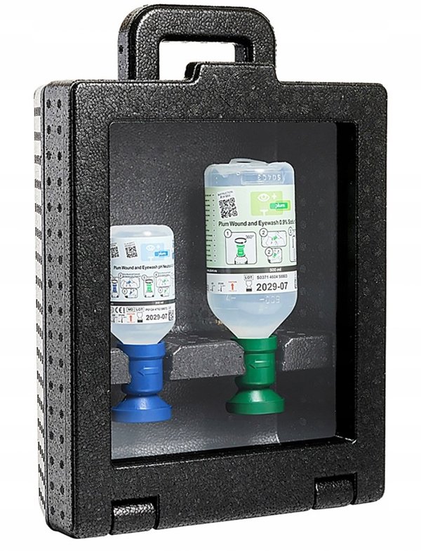 Plum iBox 2 Σετ Πλύσης Ματιών, με Φιαλίδιο 500ml 0.9% & 200ml 4.9%, Μαύρο