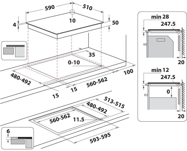 Whirlpool WF S7560NE BM Επαγωγική Εστία, 4 Ζώνες Μαγειρέματος, Ηλεκτρονικός Έλεγχος, Χρονοδιακόπτης, Μαύρη
