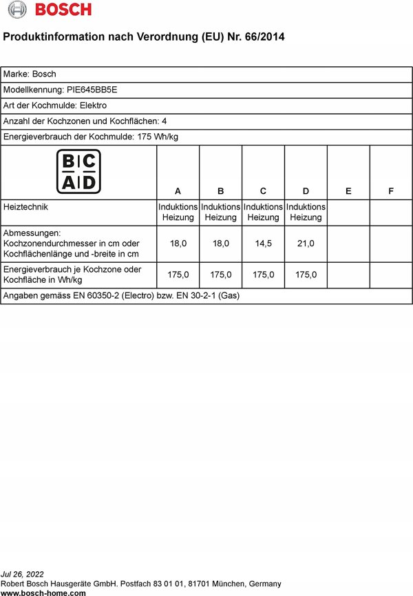 Επαγωγική εστία Bosch HOB PIE645BB5E BSH