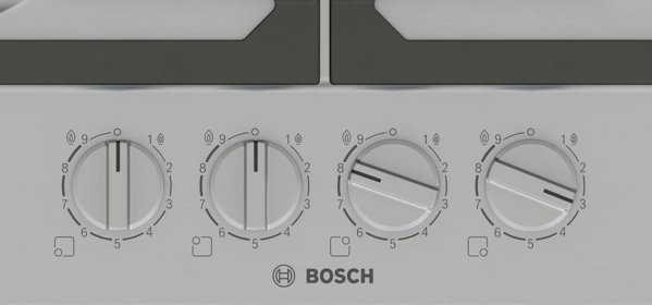Εστία Αερίου Bosch PCH6A5I90 Flame Select, 4 Εστίες με WOK, Inox