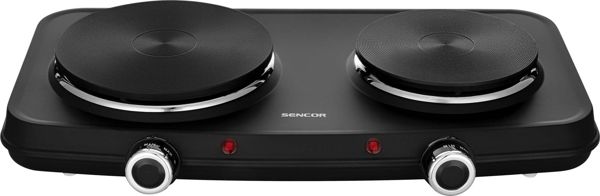 Sencor SCP 2254BK-EUE4 Διπλή Εστία Μαγειρέματος, 2500W, Μαύρο Χρώμα, 18 & 15 cm