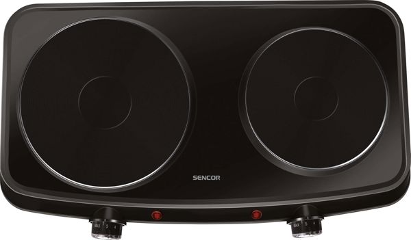Sencor SCP 2254BK-EUE4 Διπλή Εστία Μαγειρέματος, 2500W, Μαύρο Χρώμα, 18 & 15 cm