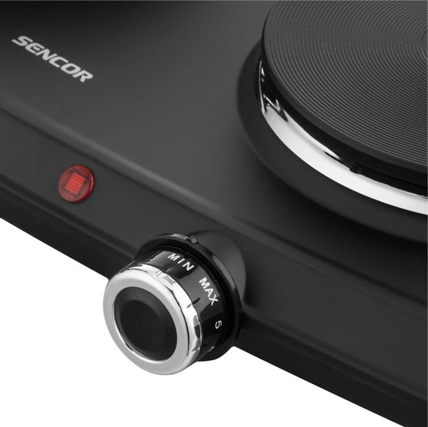 Sencor SCP 2254BK-EUE4 Διπλή Εστία Μαγειρέματος, 2500W, Μαύρο Χρώμα, 18 & 15 cm