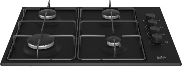 Beko HIBG64120SB Εστία Αερίου 60cm, 4 Εστίες, Μαύρο Γυαλί, Υψηλής Απόδοσης
