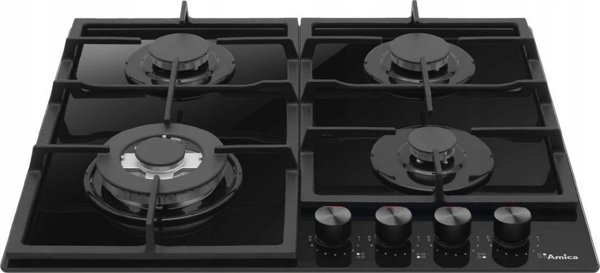 Εστία Αερίου Amica PGCD6111ApFB 60cm με 4 Εστίες, Μαύρο Κρύσταλλο