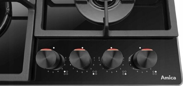 Εστία Αερίου Amica PGCD6111ApFB 60cm με 4 Εστίες, Μαύρο Κρύσταλλο