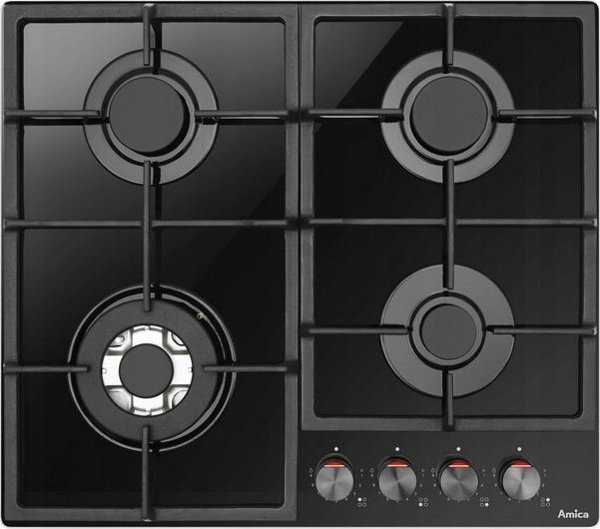 Εστία Αερίου Amica PGCD6111ApFB 60cm με 4 Εστίες, Μαύρο Κρύσταλλο