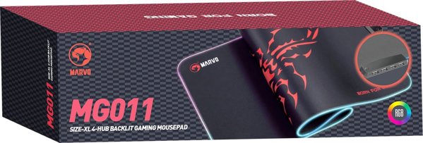 Marvo Gaming Mouse Pad SCORP XL, RGB Φωτισμός, με USB Hub, 800 x 300 x 4 mm, Μαύρο