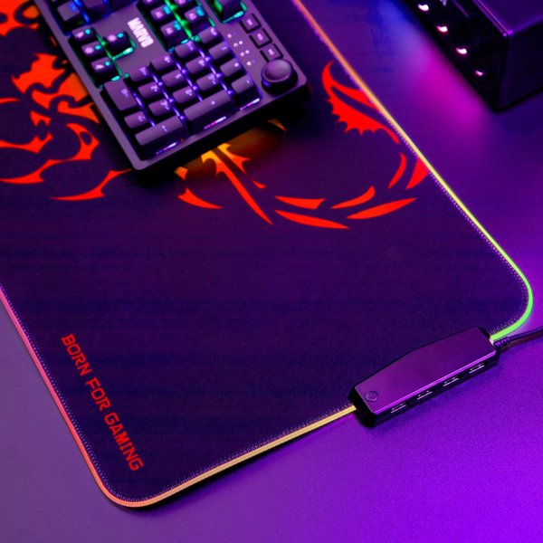 Marvo Gaming Mouse Pad SCORP XL, RGB Φωτισμός, με USB Hub, 800 x 300 x 4 mm, Μαύρο