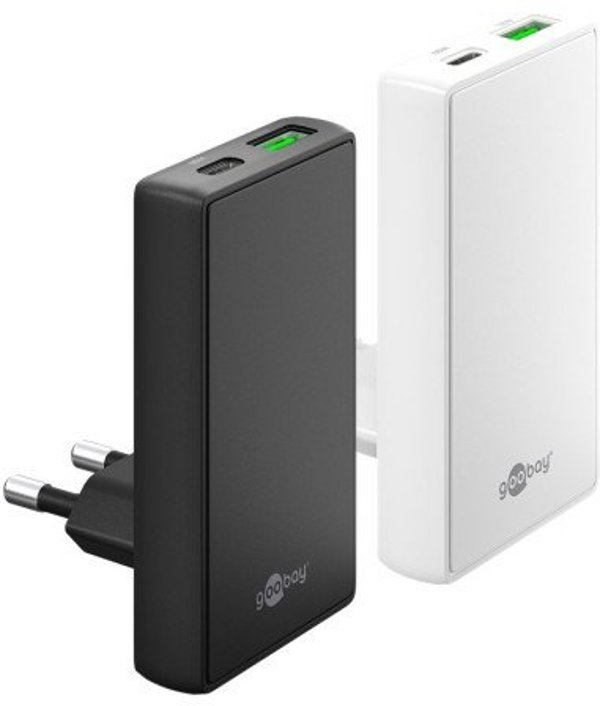 Διπλός ταχυφορτιστής USB-C™ PD GaN 90° Flat (65 W) λευκός - Έκδοση χρώματος λευκό