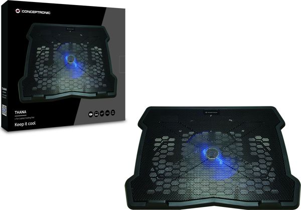 Conceptronic THANA05B Βάση Ψύξης Laptop, Αθόρυβος Ανεμιστήρας, Τροφοδοσία USB
