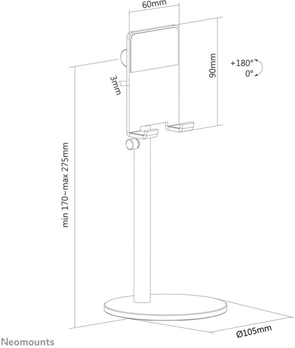 Neomounts DS10-200SL1 Βάση Στήριξης για Tablet έως 7" Ασημί