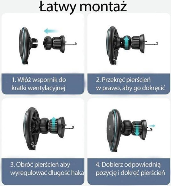 Βάση USAMS USAMS Επαγωγική βάση στήριξης US-CD222 15W για αεραγωγό αυτοκινήτου μαύρο/black CD222ZJ01