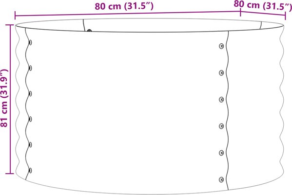 Ανυψωμένη κασπώ καφέ με εμφάνιση ξύλου 80x80x44 εκ. από χάλυβα