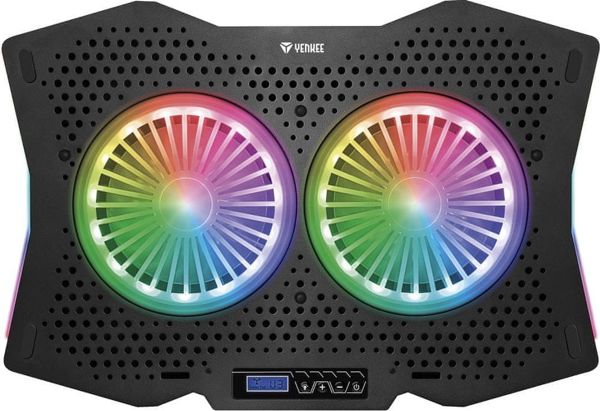 Yenkee YSN 310 Βάση Ψύξης Laptop 15.6" με 2 Ανεμιστήρες, Ρυθμιζόμενη Ταχύτητα, RGB Φωτισμό & 2x USB Hub
