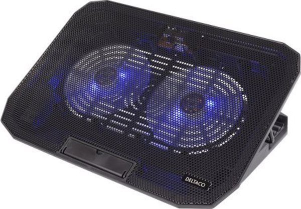 Deltaco LTC-100 Βάση Ψύξης Laptop έως 15,6", με 2 Ανεμιστήρες 12cm, Ρυθμιζόμενη Κλίση, Μαύρο