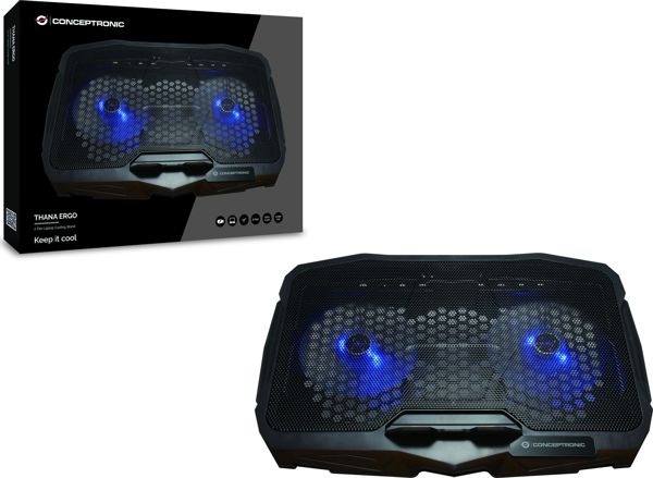 Conceptronic THANA07B Βάση Ψύξης Notebook με 2 Αθόρυβους Ανεμιστήρες & Τροφοδοσία USB