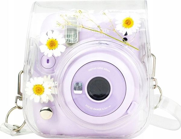 Θήκη LoveInstant Για Fujifilm Instax Mini 11 από Οικολογικό Δέρμα με Αποξηραμένα Χαμομήλια και Λουράκι