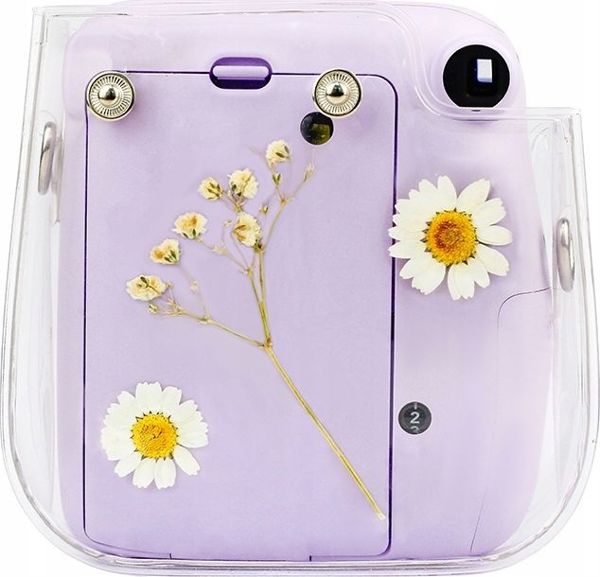 Θήκη LoveInstant Για Fujifilm Instax Mini 11 από Οικολογικό Δέρμα με Αποξηραμένα Χαμομήλια και Λουράκι