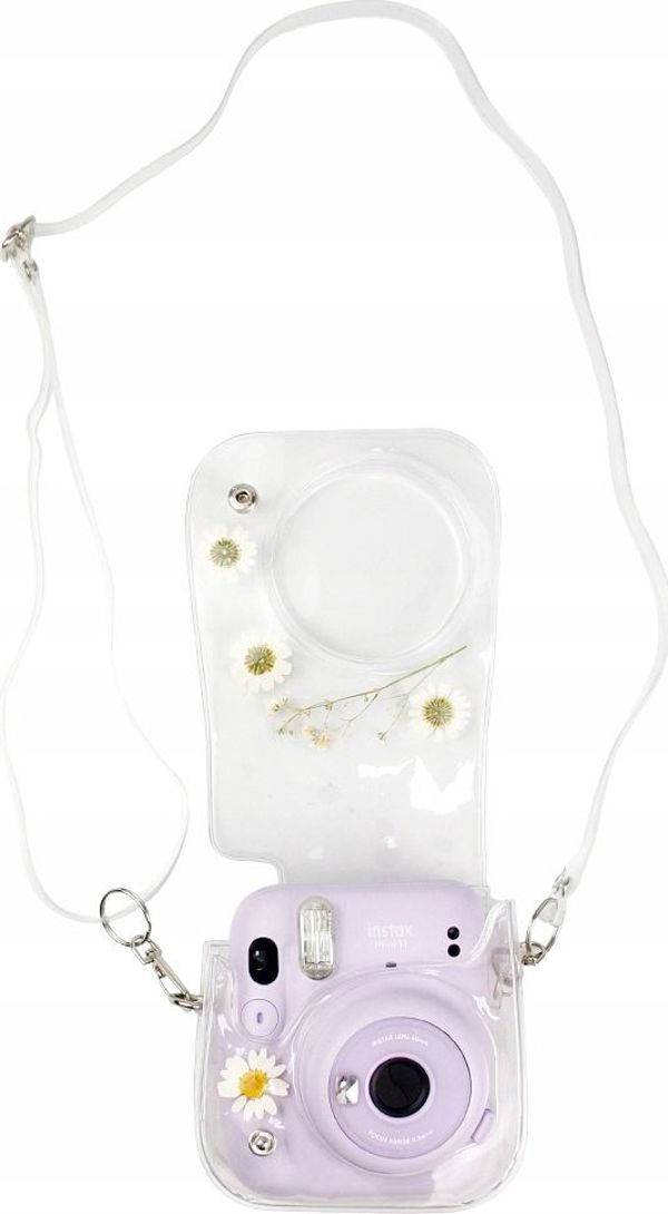 Θήκη LoveInstant Για Fujifilm Instax Mini 11 από Οικολογικό Δέρμα με Αποξηραμένα Χαμομήλια και Λουράκι