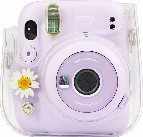 Θήκη LoveInstant Για Fujifilm Instax Mini 11 από Οικολογικό Δέρμα με Αποξηραμένα Χαμομήλια και Λουράκι