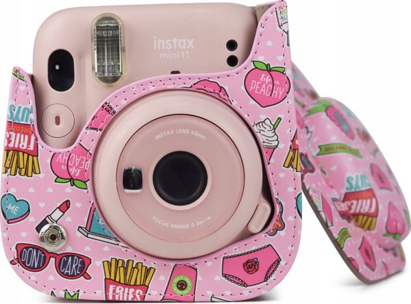 LoveInstant Θήκη Fujifilm Instax Mini 11 Από Οικολογικό Δέρμα - Ροζ/Τηγανητές Πατάτες