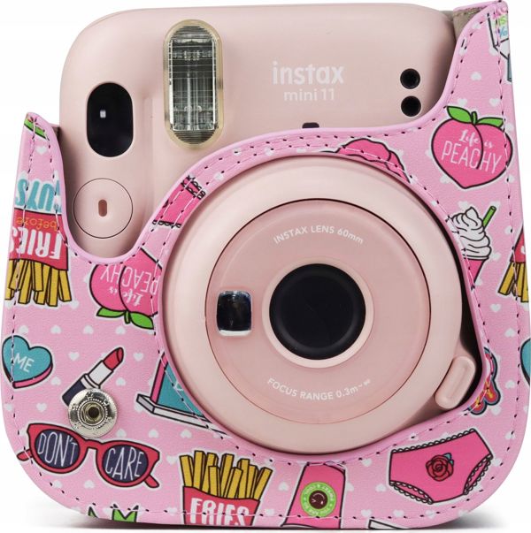 LoveInstant Θήκη Fujifilm Instax Mini 11 Από Οικολογικό Δέρμα - Ροζ/Τηγανητές Πατάτες