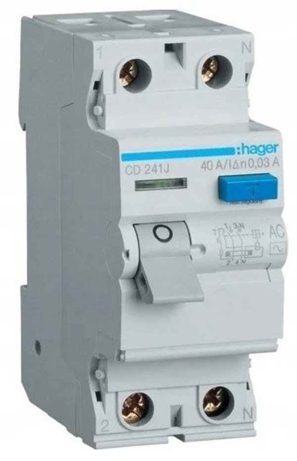 Διακόπτης διαρροής Polot Hager 2P 40A 0,03A τύπου AC CDC240J