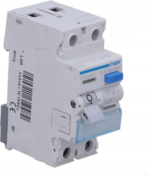 Διακόπτης διαρροής Polot Hager 2P 40A 0,03A τύπου AC CDC240J