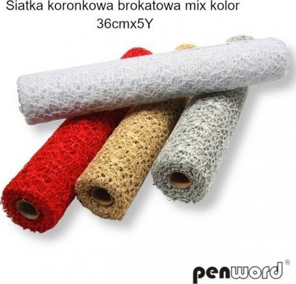 Polsirhurt Siatka dekoracyjna koronkowa mix kolorow 36cmx50Y